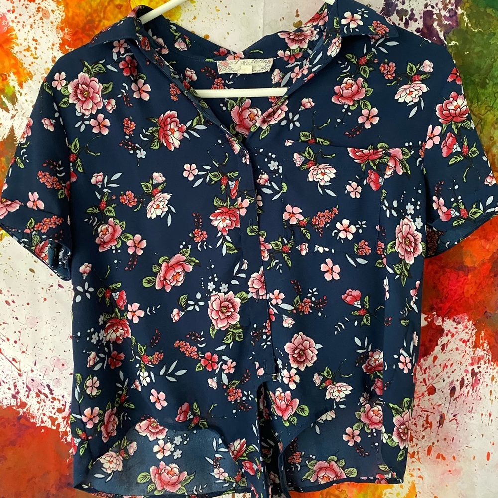 Flowery button up blouse